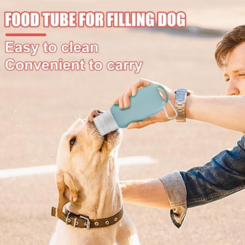Refillable Silicone Travel Bottle for Dog 3oz (90ml) | Small Refillable Squeeze Bottles with Carabiner | Food-Safe Material