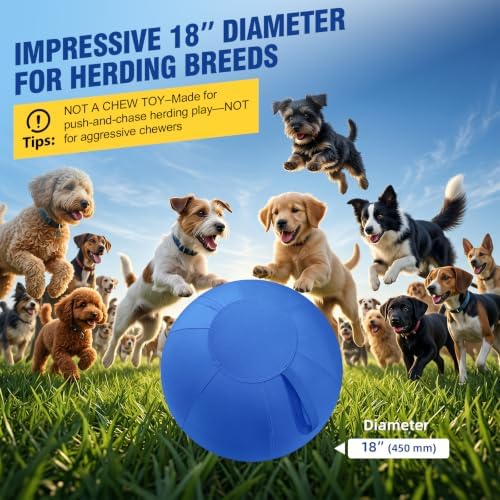 Herding Ball for Dogs Large for Australian Shepherd, Blue, Medium