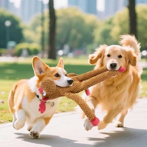 Christmas Dog Toys Squeaky 3-Pack Interactive Puppy Teething Chew Toy Deer Snowman Santa Claus Shape with Crinkle Sound Paper Tail no Stuffed,Keep Them Busy, for Large Medium Small Breeds