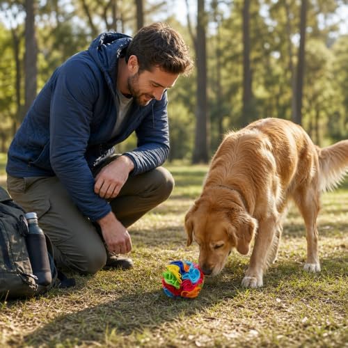 1PCS Snuffle Ball for Dogs, Interactive Slow Feeder Toy with Storage Bag, Keep Pets Occupied, Anxiety Relief for Bored Dogs, 8 Colorful Snuffle Ball with 3.94 Inch Diameter