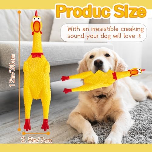 Screaming Chicken Squeaky Rubber Toy,12 Inch Dog Toy Gag Gifts Prank