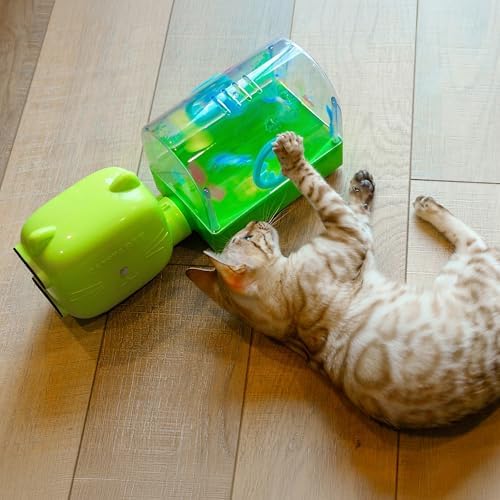 Catstages 2-in-1 Air Blaster Play Set Cat Toy, 2 Interchangeable Toys, Terrarium & Dancing Cactus, 1 Battery-Operated Fan