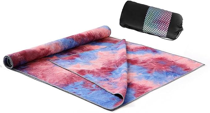 Yoga Towel for Yoga Mat, Non Slip Mat Cover for Hot Yoga, Washable Microfiber Light Weight (Purple-red)