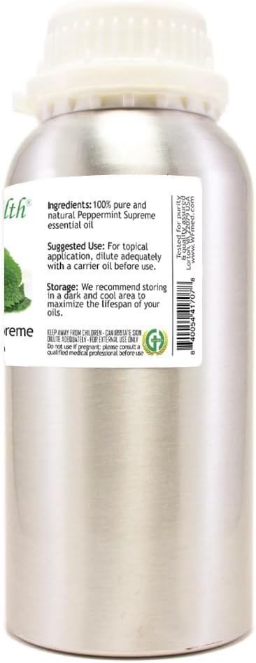 Peppermint Essential Oil (Mentha piperita) – 16 fl oz – 100% Pure & Uncut – Aluminum Bottle – GreenHealth