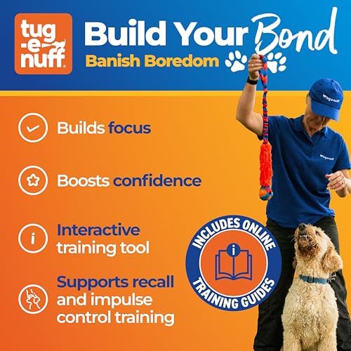 Tug-E-Nuff Fauxtastic PowerBall Bungee Tug (Orange Pattern) Dog Toys, 25 in