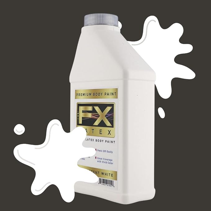 Liquid Latex - Face and Body Paint, Ammonia Free, Easy On and Off, Cosplay Makeup, Create Professional Monster, Zombie Arts 16 Oz (Fluorescent White)