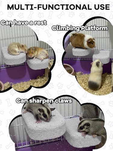 Lava Ledges for Rats 3 Pack Hamster Climbing Ledge Platform Pumice Ledge Shelf Pet Chewing Grinding Toys Small Animals Cage Accessories for Mouse Guinea Pig Gerbil Gray