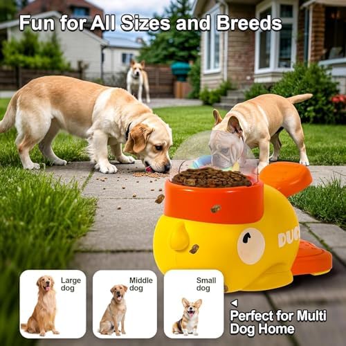 Duck Cat Treat Dispenser, Little Yellow Duck Cat Toy Treat Feeder, Ducks Puzzle Feeder for Cats, Interactive Ducks-Shaped Puzzle Feeder for Dogs, Slow Feeder for Pet Eating & Iq Training (Yellow)