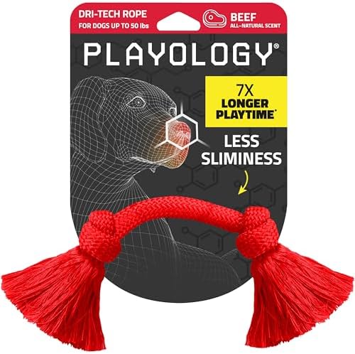 Playology Tug Rope Dog Toys for Medium Dogs - Medium, Beef Scent