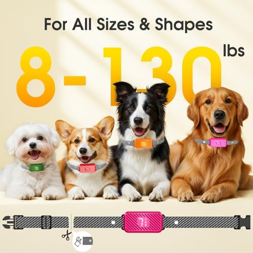 Dog Bark Collar for Large Medium Small Dogs, Effective No-Bark Collar, Smart Barking Collar, Rechargeable Bark Collar with 7 Sensitivity, 3 Modes, Waterproof, Ballet Pink
