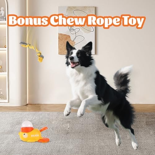 Interactive Duck Dog Treat Dispenser Toy – Slow Feeder Puzzle for Dogs with Bonus Chew Rope Toy, Tail Press Food Dispenser, Fun Training & Enrichment Feeder, Easy to Clean (White)