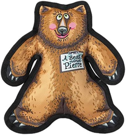 FUZZU Wild Woodies Dog Chew Toy | A Bear Named Pierre Dog Toy | Durable Squeaky | Dog Chew Toy | Rugged Dog Toy | Medium | 9"