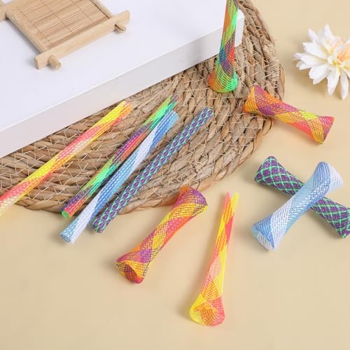 Cat Tube Toy, 10 PCS Plastic Cats Spring Coil Toys Nylon Mesh Telescopic Cat Tube Spring Toy Interactive Colorful Fun Tubes for Indoor Cats to Chase, Bite, and Scratching (5.3 Inches)