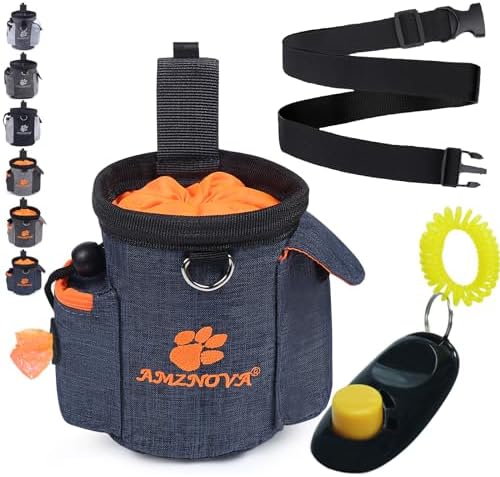 AMZNOVA Dog Treat Pouch Treatnow Dog Treat Bag, 3 Cups, Heather Navy
