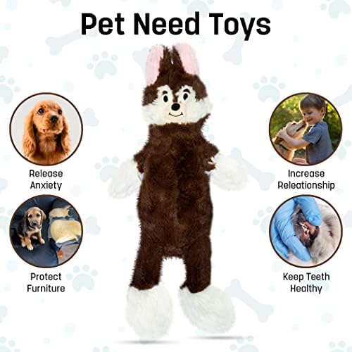 FGA MARKETPLACE Pack of 5 Flat NO Stuffing NO Squeak Plush Dog Toys, Funny Style Will Entertain Your Pet for Hours, Recommended for Small and Medium Dog 21 INCH Long