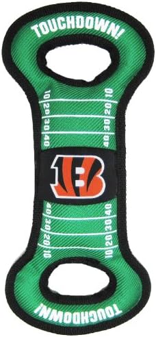 Pets First NFL Football Field Dog Toy with Squeaker. - Cincinnati Bengals - for Tug, Toss, and Fetch. - Tough & Durable PET Toy