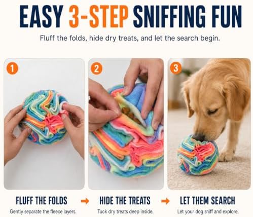Ablechien Snuffle Ball for Dogs, Puppy Treat Toy, Interactive Foraging Puzzle Ball Toy, Enrichment Toys for Large Dogs, Sniffle Interactive Treat Balls