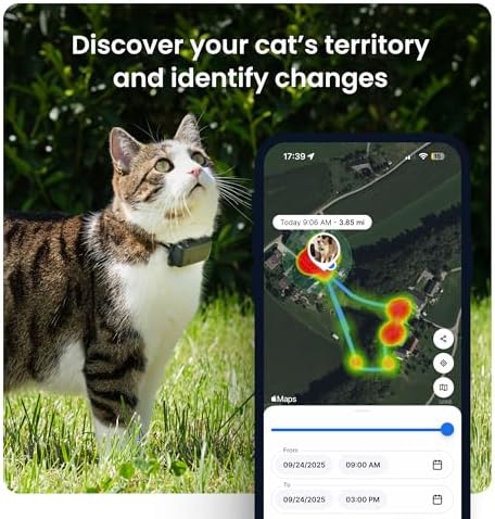 Tractive Smart Cat GPS Tracker with Free 6 Month Subscription | Real-Time Location & Wellness Monitoring for Cats 6.5 lbs+ | Territory & Location History | Up to 5-Day Battery (Brown)