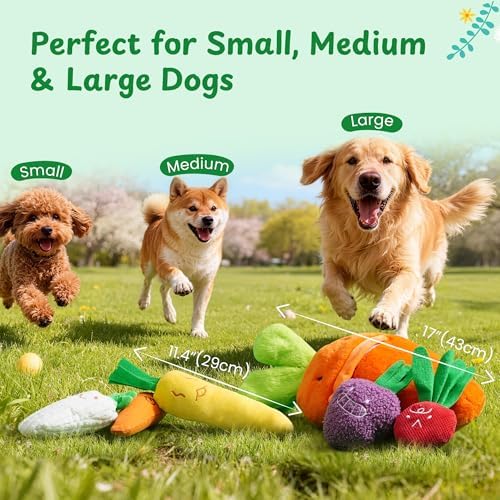 Nocciola Carrot Dog Toys – Easter Squeaky Toys-in-Toys: 5 Small Carrots Inside a Large Plush Carrot with Squeaker & Crinkle Sounds for Small, Medium, Large Breeds, Spring Pet Gifts