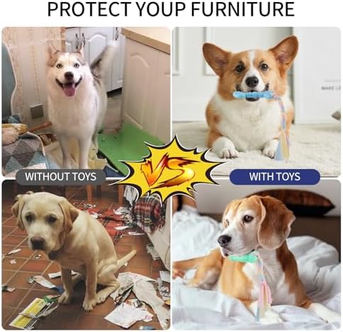 4 PCS Puppy Chew Toys for Teething Small Breed, Puppy Teething Ring, Soft Rubber Durable Dog Teething Toys, Rope Dog Toys, Funny Interactive Toy, Puppy Toys for Small Puppies, Dog Toys Set (Style 12)