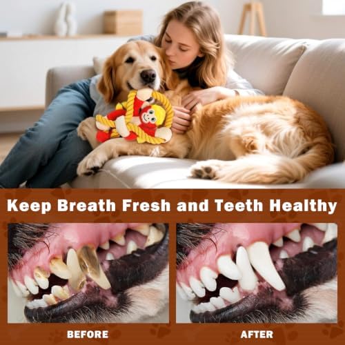 Squeaky Dog Toys: Large Dog Chew Toy- Interactive Tough Tug of War Toy with Rope for Small/Meduim/Large Breeds - Puppy Toy for Teething Training