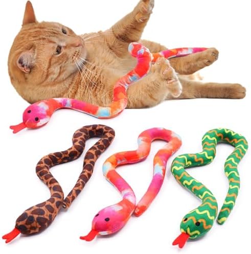 CiyvoLyeen Plush Snake Catnip Toys for Indoor Cats 3 Pack
