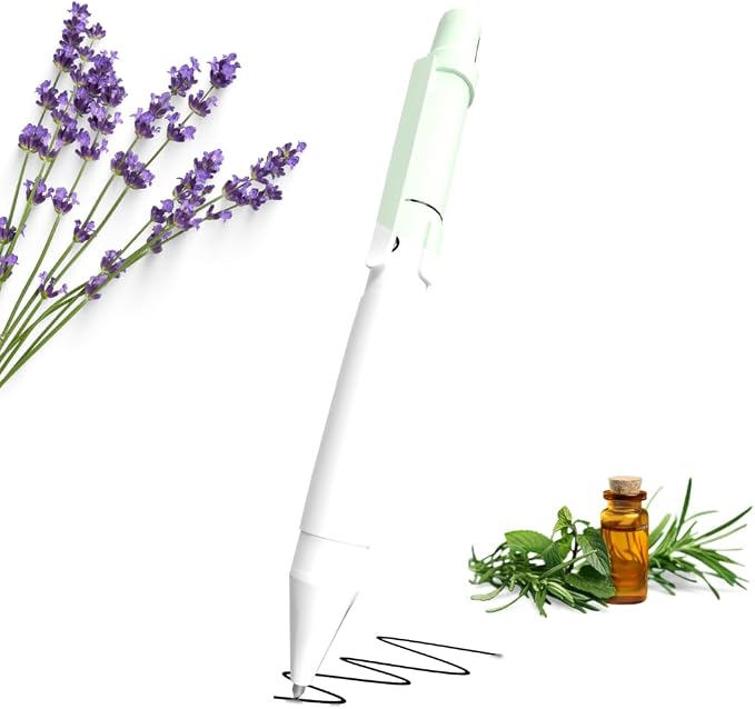 Aromatherapy Writing Pen Battery with Real Ink Tip and Hidden Diffuser Port, Soft Touch Ballpoint for Note Taking, Signature, and On-The-Go Relaxation, Rechargeable Wellness Gift for Office (Glow)