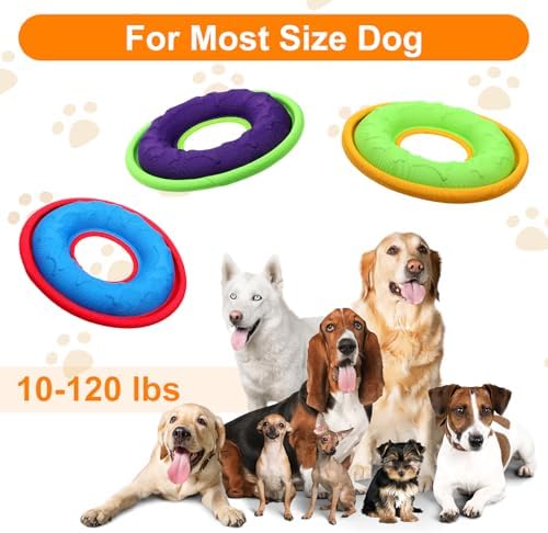 3 Pcs Pet Flying Discs - 9.05 Inch, Interactive Flyer Toys, Feedable Lightweight Catch and Fetch Toys for Small Medium Large Dogs, Floats in Water & Safe on Teeth