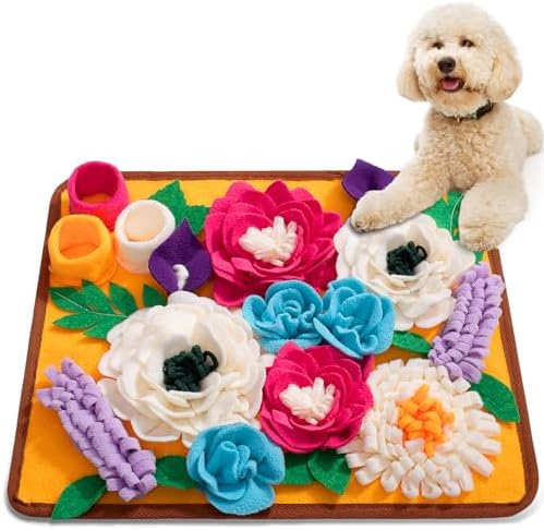 Snuffle Mat for Dogs Pet Treats Feeding Mat for Small/Medium Breed Dogs Non-Slip/Portable/Durable Interactive Dog Puzzle Toys Encourages Natural Foraging Skills (Orange)