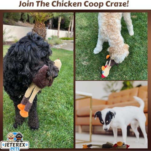 Large Dog Toy - Chicken Squeaky Dog Toys for Large Dogs, Medium and Small Dogs. Durable with Pineapple Plush Fabric, Long Legs, Hidden Seams, Reinforced Stress Points, Googly Eyes