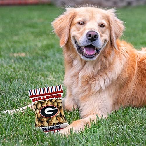 Pets First NCAA Georgia Bulldogs Crinkle FINE Plush Dog & CAT Squeak Toy - Cutest Stadium Peanuts Snack Plush Toy for Dogs & Cats with Inner Squeaker & Beautiful Baseball Team Name/Logo