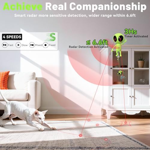 ORSDA Laser Cat Toys for Indoor Cats, 2 in 1 Interactive Automatic Dual Laser & Catnip UFO Dangler for Kitten Toys, Truly Random Trajectory Radar Motion-Activated, Rechargeable 4 Modes, Clamp Design