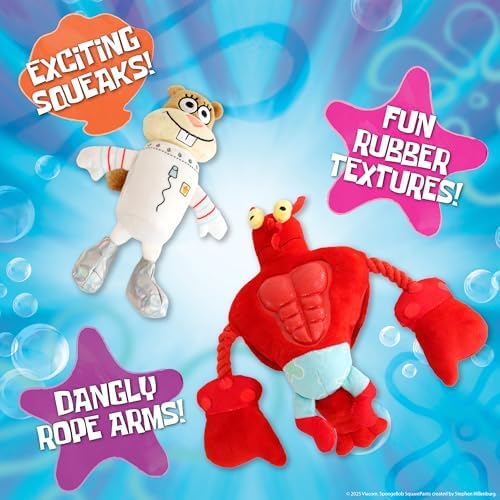 SpongeBob SquarePants, Squeaky Plush Dog Toys, Larry & Sandy, 2-Pack