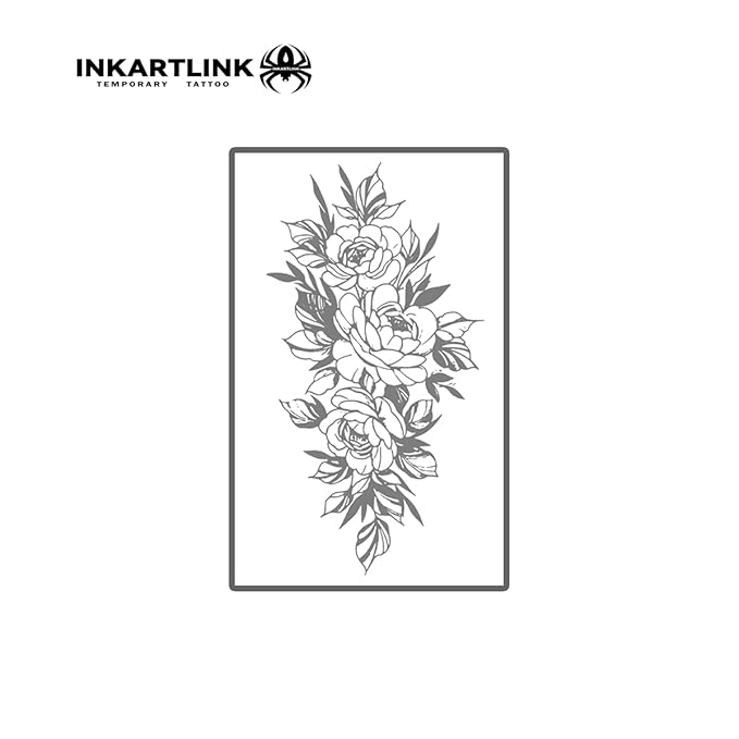 INKARTLINK Semi Permanent Tattoo, Temporary Tattoo, Beautiful and Realistic Design, Fun Tattoo Experience, Cruelty-free, Non-reflective, Waterproof (Flowers 9)
