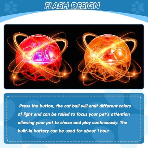 Frienda 4 Pcs Light up Cat Ball LED Motion Ghost Hunting Cat Ball, Classic