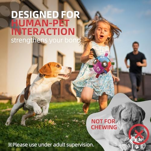 QDAN Dog Toys, Durable Dog Soccer Balls with Straps to Keep Them Busy