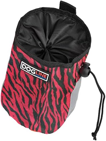 Dogline Dog Treat Pouch: Puppy Training Bag, Pet Kibbles and Snacks Holder, Litter Waste Bags Dispenser with Adjustable Drawstring Closure, Large Capacity with Mesh Pocket, Strong Nylon Material