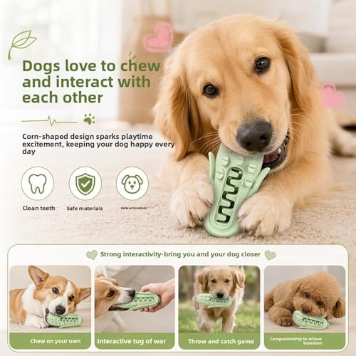 Corn-Shaped Dog Chew Toy for Small to Medium Dogs, Silicone Dental Cleaning Stick, Pink, Interactive Enrichment Toy (Pink)