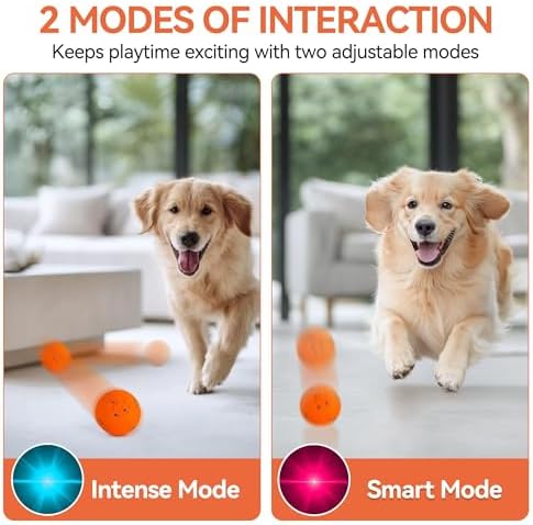ALL FOR PAWS Interactive Dog Ball Toys, Smart Motion-Activated 2-Mode Automatic Bouncing Ball, E-TPU Material, USB Rechargeable, Enrichment Mental Stimulation Toy for Medium Large Dogs, 3.3 Inches