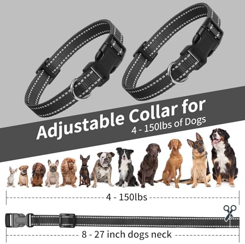 Shock Collar Replacement Strap, Reflective Black Nylon, 3/4 x 28 Inch, with D-Ring, Compatible with Multiple Training Collars, 2 Pack