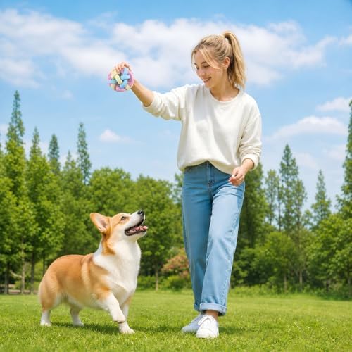 2PCS pet Bell Ball Toy,Suitable for Dogs, Cats, and Other Animals. Safe and Durable, bite-Resistant Design, Promotes Activity, an Essential Daily Plaything for Pets. (Multi-coloredulti-colored)