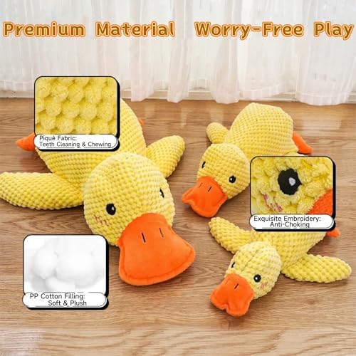 TRAVEYO Calming Duck Dog Toy for Large Dogs, 18 Inch Large Size, 2026 New Plush Dog Toy, Premium Soft Stuffing with Quacking Sound（L）