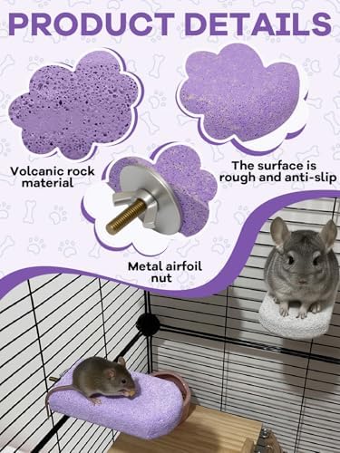 Chinchilla Lava Ledges Rat Climbing Platform 4 Pack Pumice Ledge Shelf Pet Chewing Grinding Toys Small Animals Cage Accessories for Totoro Squirrel Guinea Pig Hamster Purple