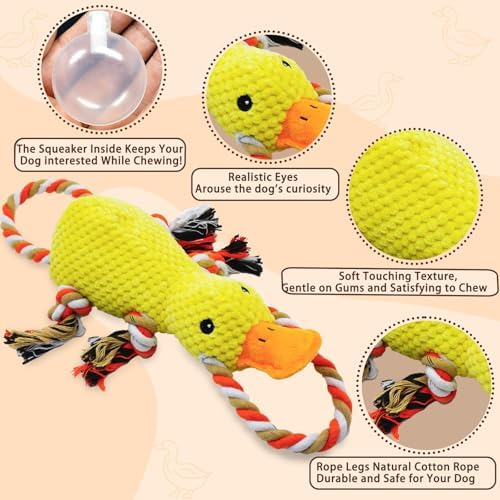 YZHDUXIU Tug of War Dog Toy, Squeaky Dog Toys Interactive Duck Puppy Toys