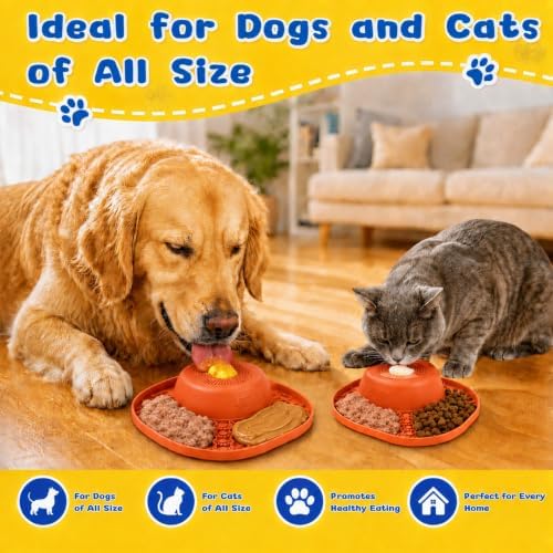 Slow Feeder Dog Bowls, Lick Mat & Interactive Rolling Ball, Dishwasher Safe