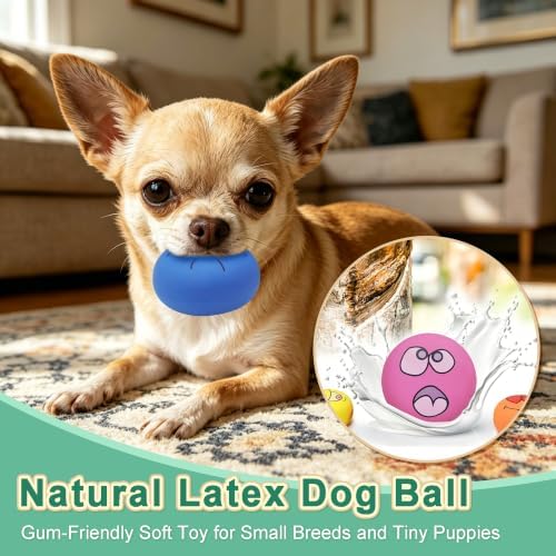 Latex Dog Chewing Squeaky Ball Toys Face Fetch Play Toy for Puppy Small Medium Pets Dog Toys (6 PCS)