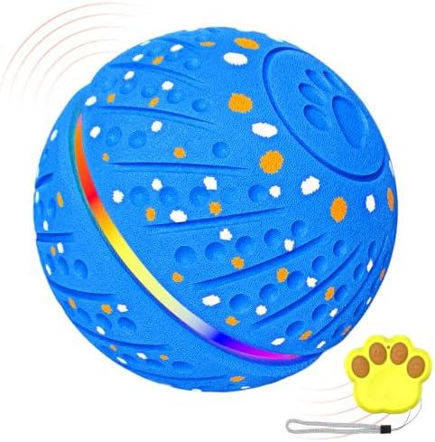 Remote-Controlled Interactive Dog Toy Ball, 3 Play Modes with Barking Sounds & LEDs, Automatic Rolling E-TPU Soft Toy with Tug Rope for Small, Medium, and Large Dogs Boredom