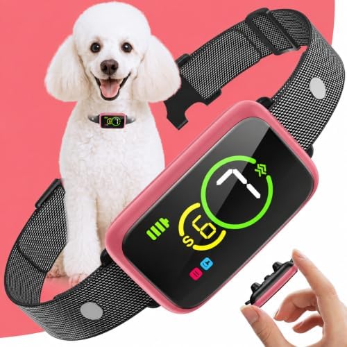 Dog Bark Collar, Smart Anti Bark Collar with Fast Bark Recognition, Beep & Vibration Training Device for Small, Medium & Large Dogs, Humane Bark Control, Pink