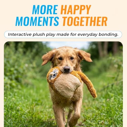 Guru Hide-A-Tail Sloth Plush Dog Toy - Interactive Puzzle Toy with Treat Pocket - Squeaky Crinkle Dog Toy for Tug and Fetch - Soft Durable Plush - Medium Size