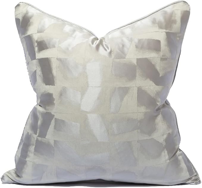 vctops Silver Decorative Luxurious Throw Pillow Covers Jacquard Square Cushion Cases Pillowcase for Bed Sofa Couch Chair Car Home Decor (Silver Grey,20"x20")